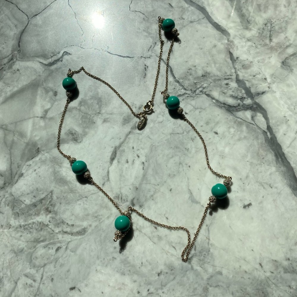 Ann Taylor Beaded Jade Green and Crystal Necklace - Picture 10 of 10